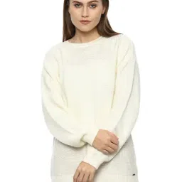 Van Heusen Cream Self Design Sweater-picture-31