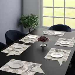 Saral Home Off White Cotton 42 TC Placemats with Napkin - Set of 12-6