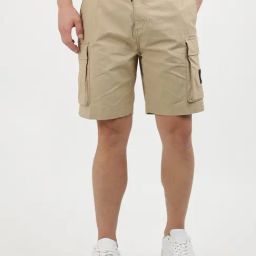 Calvin Klein Khaki Cotton Regular Fit Cargo Shorts-image-76