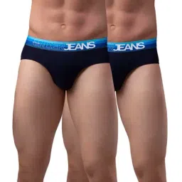 UnderJeans by Spykar Blue Briefs - Pack of 2-image-26