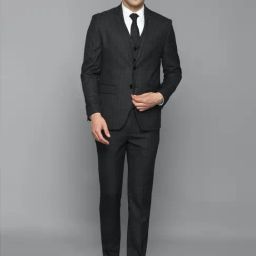 Louis Philippe Grey Slim Fit Checks Three Piece Suit-picture-8