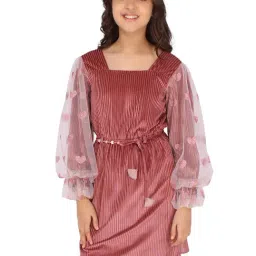 Cutecumber Kids Brown Solid Full Sleeves Shift Dress-image-8