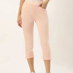 BRINNS Peach Mid Rise Cropped Capris-image-96