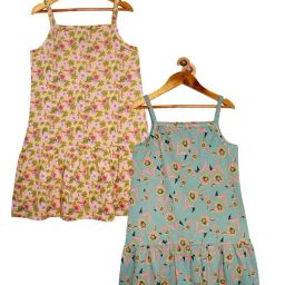 Kiddopanti Kids Peach & Grey Floral Print Dress (Pack Of 2)-image-21