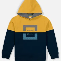 HELLCAT Yellow & Navy Color Block Full Sleeves Sweatshirt-image-86