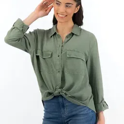 American Eagle Outfitters Green Regular Fit Shirt-image-33