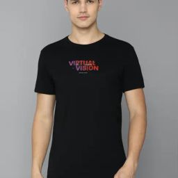 Louis Philippe Jeans Black Cotton Slim Fit Printed T-Shirt-image-10