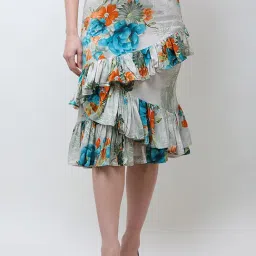 Cation Green Printed A-Line Skirt-54