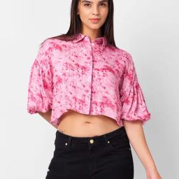 Izel Pink Regular Fit Ombre Casual Shirt-image-61