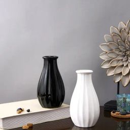 Tayhaa Black & White Ceramic Flower Vases - Set of 2-image-48