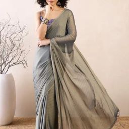 Saree Mall Grey Solid Sarees With Unstitched Blouse-image-23