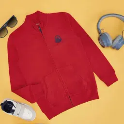 Pantaloons Junior Boys Fiery Red Cotton Solid Full Sleeves Sweatshirts & Hoodies-image-81