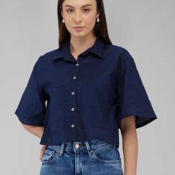 Izel Navy Regular Fit Casual Shirt-image-72