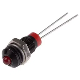 RS PRO Red Panel Mount Indicator 2V DC, Mounting Hole Size 6 mm, Termination Type Lead Pin, Model No 208813-48