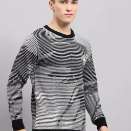 Monte Carlo Black Regular Fit Self Pattern Pullover image 4