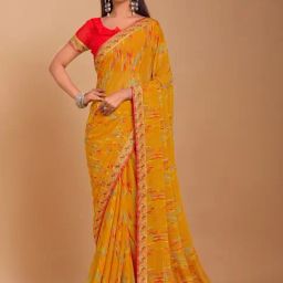 Saree Mall Yellow Embellished Sarees With Unstitched Blouse-picture-19