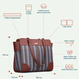 ZOUK Bombay Houndstooth Printed Tote Handbag image 4