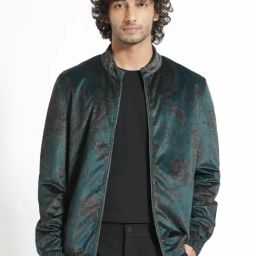 Rare Rabbit Teal Regular Fit Paisley Jacket-35