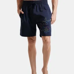 FCUK Navy Blue Cotton Blend Solid Shorts-picture-31
