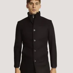 Bruun & Stengade Black Slim Fit Overcoat-image-94