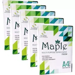 Naini Maple (Pack of 10 Ream) 70 GSM A4 Size Multipurpose Copier Paper 500 Sheets, White image 1