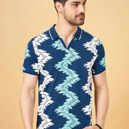 Byford By Pantaloons Light Blue Slim Fit Printed Polo T-Shirt-picture-24