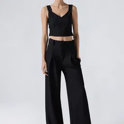 Mast & Harbour V Neck Crop Top With Wide Leg Pant Co-Ords-picture-24