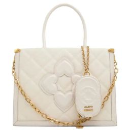 Aldo Beige Striped Medium Handbag-image-18