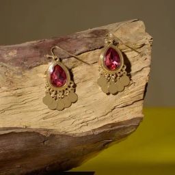 Zaveri Pearls Pink Teardrop Stone Embellished Contemporary Drop Earring-38