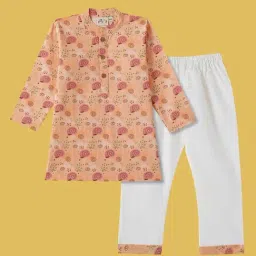 Desi Soota Boys Peach Cotton Printed Kurta Set-picture-33