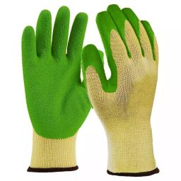 Safe Cure Cut Resistance Rubber Safety Hand Gloves Green On Yellow For Home Usage (Pack of 5 Pair)-picture-24