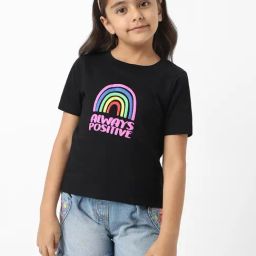 Nauti Nati Girls Black Cotton Printed Regular Fit T-Shirt-picture-26