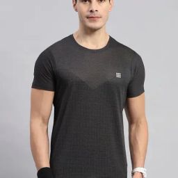 Rock.it Black Regular Fit Self Pattern T-Shirt-picture-10
