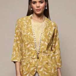 Biba Yellow Printed Tailored Jacket With Inner-picture-45