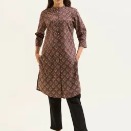 Jaipur Kurti Sand Grey Cotton Printed A Line Kurta-image-22