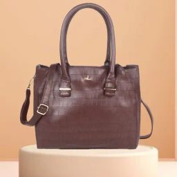 Yelloe Brown Textured Large Handbag-27