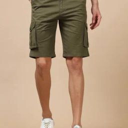 Bushirt Military Green Regular Fit Cargo Shorts-image-37