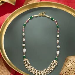 Zaveri Pearls Pink Multi Layer Beaded Necklace-83