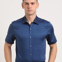 Turtle Blue Cotton Slim Fit Dobby Shirt-image-39