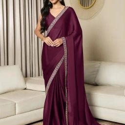 Saree Mall Magenta Satin Embellished Saree with Blouse Piece-picture-24