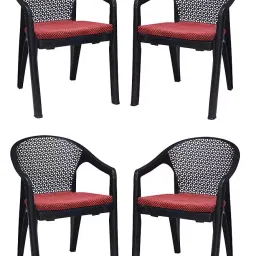 Italica Oxy Plastic Cushioned Arm Chair with Cusion 5202 Luxury Black (Set Of 4)-11