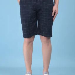 Crimsoune Club Black Cotton Slim Fit Checks Shorts-picture-24