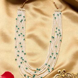 Zaveri Pearls Green Multistrand Beaded Necklace-image-35