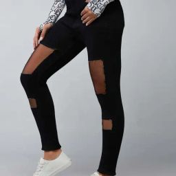 Dolce Crudo Black Slim Fit Distressed Jeans-image-97