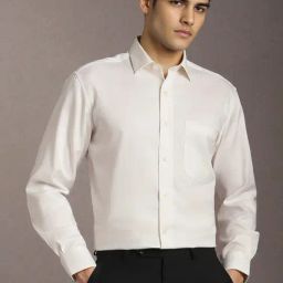 Louis Philippe White Cotton Regular Fit Texture Shirt-picture-8
