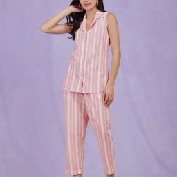 Pink Fort Pink Cotton Striped Co-Ord Set-image-13