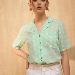 Rare Light Green Polka Dot Top-image-92