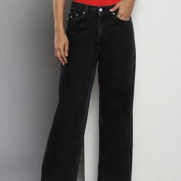 TOMMY HILFIGER Black Cotton Relaxed Fit High Rise Jeans-image-29