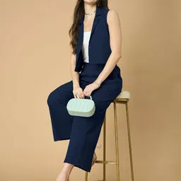 Murcia Notched Lapel Collar Sleeveless Shirt With Trousers Co-Ords-9