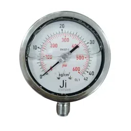 Japsin Instrumentation Industrial Glycerin Filled Pressure Gauge Analog Display 0 to 42 Kg/cm² Range 100 mm Dial Size for Industrial Use-16
